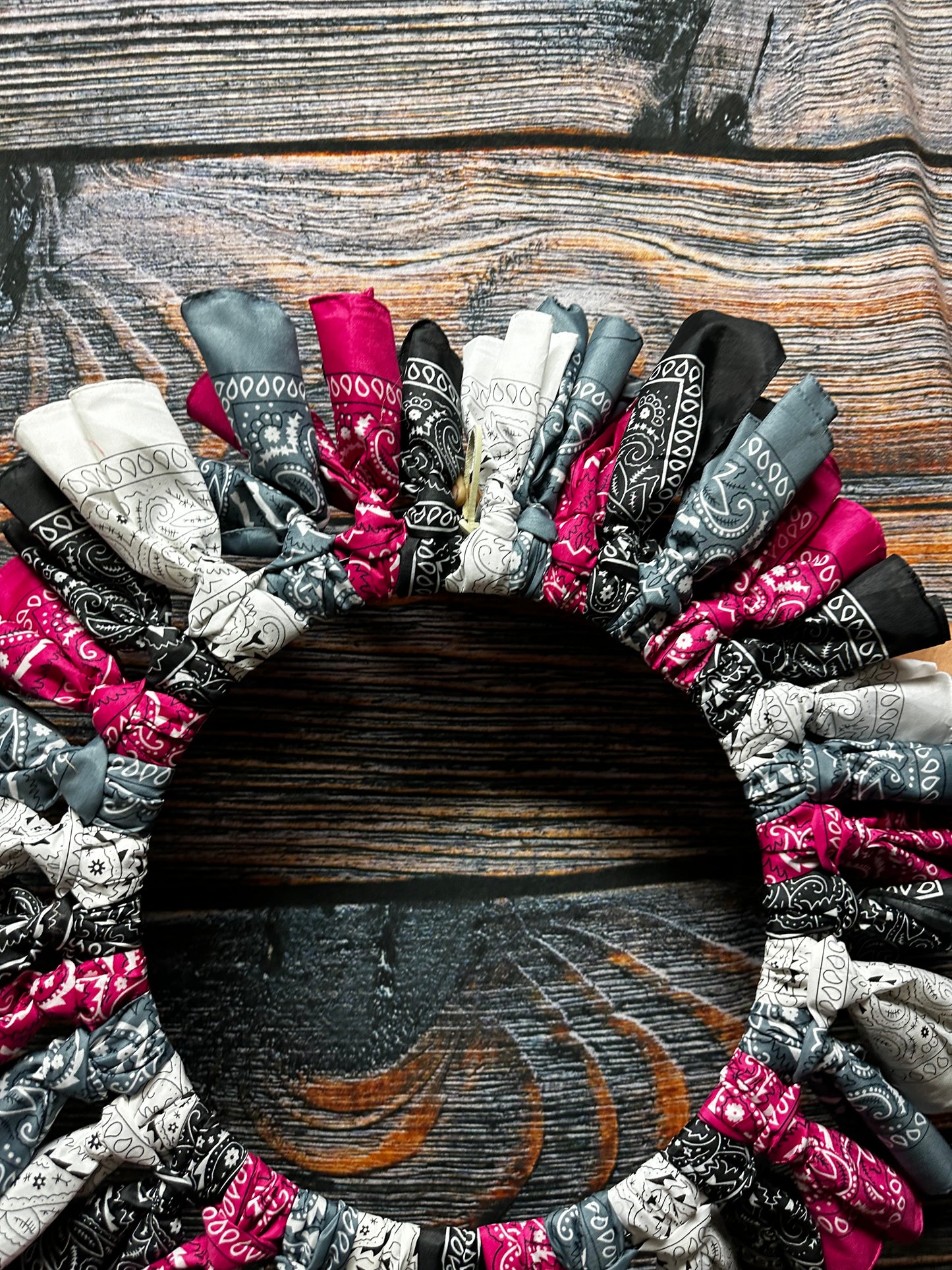 Punk Gothic Bandanna Wreath Unique 30 inch Wall hanging